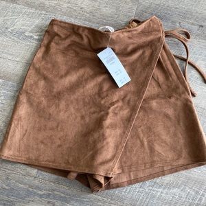 Vegan Suede Tie Skort